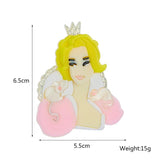 Cartoon Crown Princess Girl Brooches Acrylic Figure Pins Badges