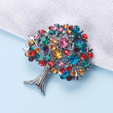 Rhinestone Life Tree Brooch for Woman Clothing