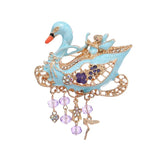 Elegant Retro Glaze Rhinestone Tassel Duck Brooch