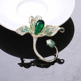 Magnolia Inlaid Cubic Zirconia 3-Color Brooch for Women