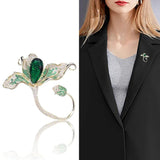 Magnolia Inlaid Cubic Zirconia 3-Color Brooch for Women