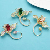 Magnolia Inlaid Cubic Zirconia 3-Color Brooch for Women