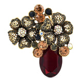 Red Crystal Flower Brooch Vase Coat Pin Wedding Jewelry