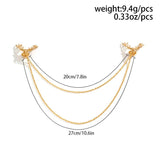 Christmas Elk Tassel Brooch Double Layer Chain Shirt Collar Pin Charm Jewelry