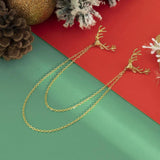 Christmas Elk Tassel Brooch Double Layer Chain Shirt Collar Pin Charm Jewelry