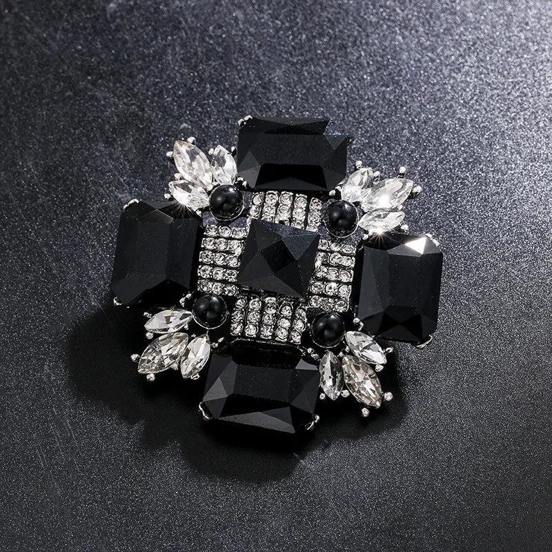 Vintage Baroque Cross Crystal Brooch Pin for Women