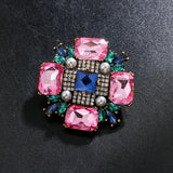 Vintage Baroque Cross Crystal Brooch Pin for Women