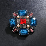 Vintage Baroque Cross Crystal Brooch Pin for Women