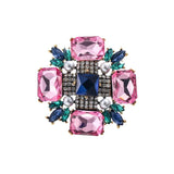 Vintage Baroque Cross Crystal Brooch Pin for Women