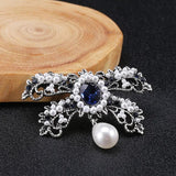 Rhinestone Pearl Bow Brooch Girl Pin Retro Corsage Accessories