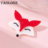 Cartoon Fox Brooches Acrylic Animal Pins Badges Women Kids Bags Clothes Jewelry