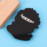 Acrylic Wreath Glasses Lady Brooch Brown Hair Girl Figure Lapel Pins
