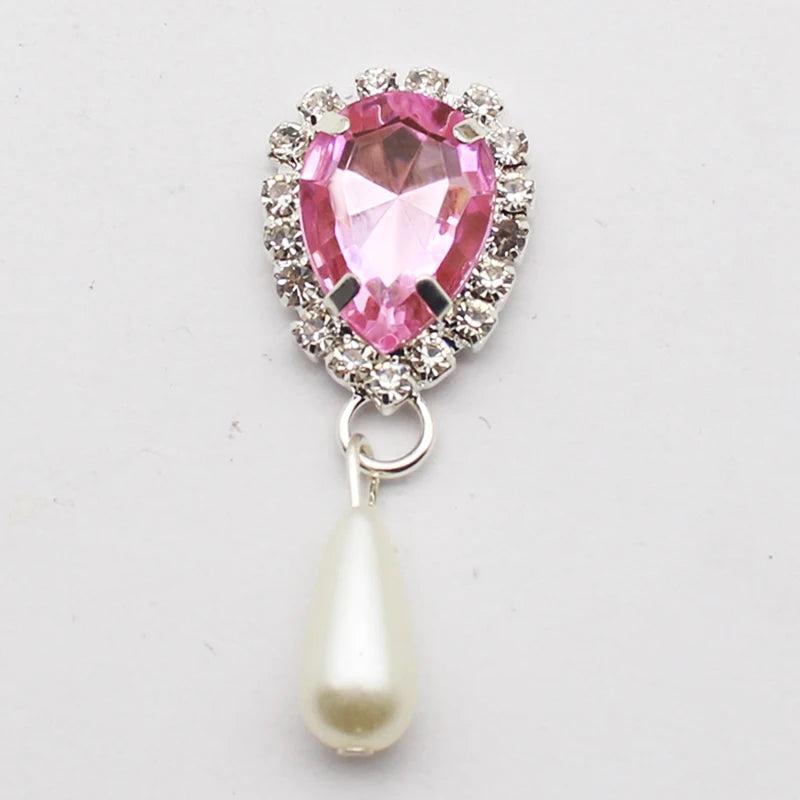 10Pcs Rhinestone Pearl Pendant Jewelry Accessories DIY Wedding Dress Bow