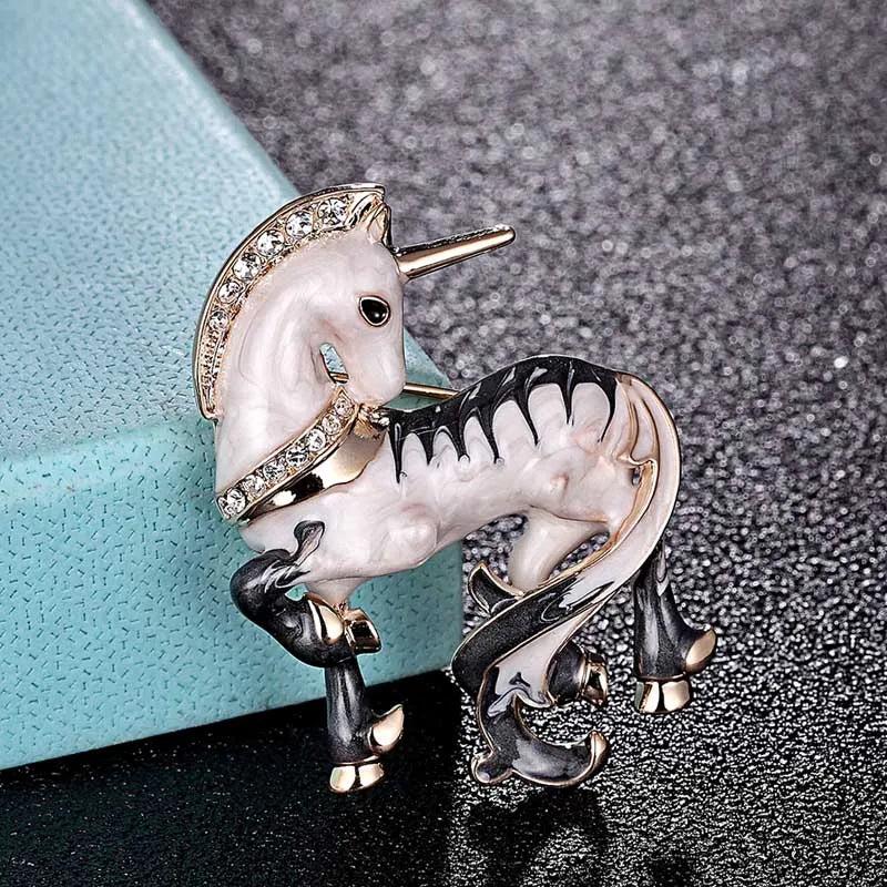 Brown Horse Enamel Brooch For Men Boys Coat Sweater