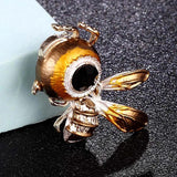 Vintage Brown Enamel Bee Brooch Men's Party Scarf Pin