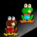 Green & Brown Frog Shape Brooches for Women Punk Party Pin Bijoux