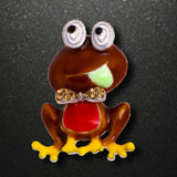 Green & Brown Frog Shape Brooches for Women Punk Party Pin Bijoux
