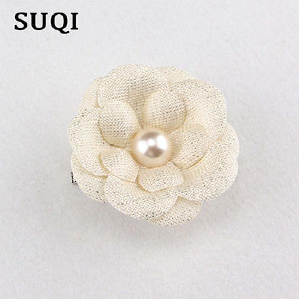 SUQI Jewelry Cloth Pearl Brooch Pin Flowers Hair Accessories