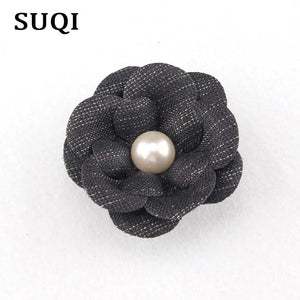 SUQI Jewelry Cloth Pearl Brooch Pin Flowers Hair Accessories