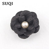 SUQI Jewelry Cloth Pearl Brooch Pin Flowers Hair Accessories