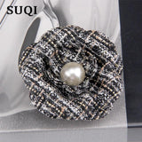 SUQI Jewelry Cloth Pearl Brooch Pin Flowers Hair Accessories