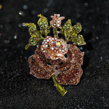 Retro Rose Brooch Rhinestone Alloy High-end Plant Wedding Party Gift