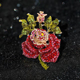 Retro Rose Brooch Rhinestone Alloy High-end Plant Wedding Party Gift