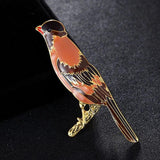 Brown Enamel Birds Animal Brooch for Men's Party Anniversary Jewelry
