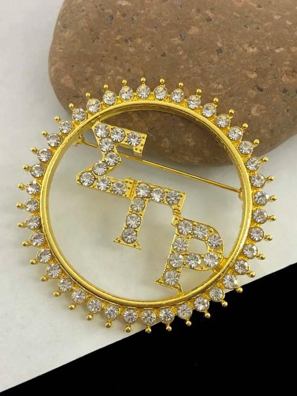 Greek Letter SGR Vintage Hollow Circle Brooch For Women Coat Brooch
