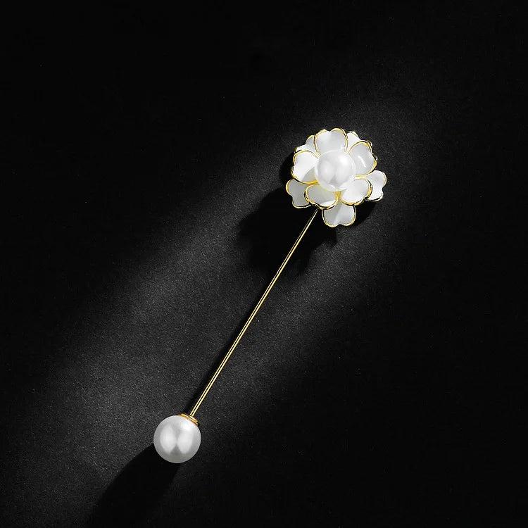Fabric Camellia Flower Brooch for Wedding Jewelry