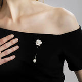 Fabric Camellia Flower Brooch for Wedding Jewelry