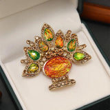 Morkopela Crystal Flower Brooch Rhinestone Pin Dress Party Banquet