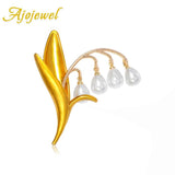 Simulated Pearl Bell Flower Brooch Tassel Jewelry Corsage Pins Gift