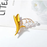 Simulated Pearl Bell Flower Brooch Tassel Jewelry Corsage Pins Gift