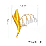 Simulated Pearl Bell Flower Brooch Tassel Jewelry Corsage Pins Gift