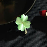 Four-leaf Clover Brooch Pin Plated Jewelry CZ Flower Corsage