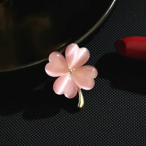 Four-leaf Clover Brooch Pin Plated Jewelry CZ Flower Corsage