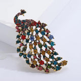 Vintage Peacock Rhinestone Brooch
