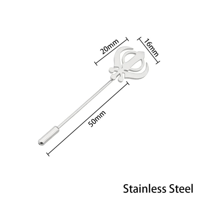 Sikhism Symbol Stainless Steel Amulet Brooch Wedding Groom Jewelry