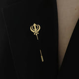 Sikhism Symbol Stainless Steel Amulet Brooch Wedding Groom Jewelry