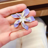 Colorful Enamel Drip Glaze Purple Metal Flowers Brooch