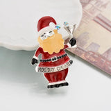 Christmas Santa Claus Brooch Pin Inlay Rhinestone Heart Holiday Jewelry