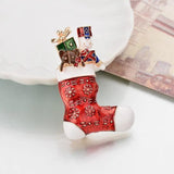 Christmas Santa Claus Brooch Pin Inlay Rhinestone Heart Holiday Jewelry