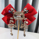 Rhinestone Bow Brooches Pins Pearl Ribbon Bow Tie Fabric Bowknot Neck...