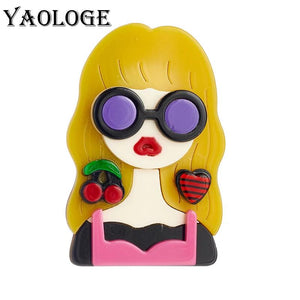 Yellow Hair Girl Brooch - Cute Cartoon Figure Pin