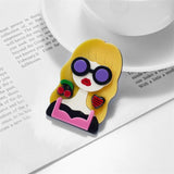 Yellow Hair Girl Brooch - Cute Cartoon Figure Pin