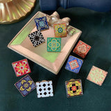 Enamel Square Brooch European American Moroccan Design