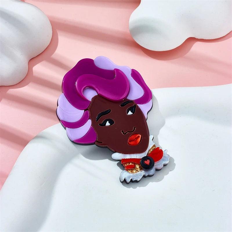 Women's Stylish Acrylic Punk Brooch for Clothes Bag