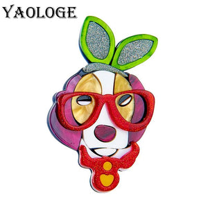 Acrylic Glasses Dog Brooches