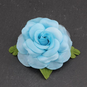 Boho Dual-use Fabric Veil 3D Rose Flower Brooch Hair Clip Corsage